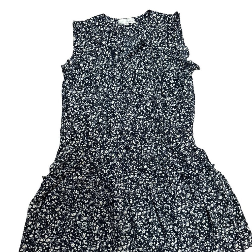 Pinch Floral Ruffle Tiered Dress XL Navy White Ditsy Print EUC